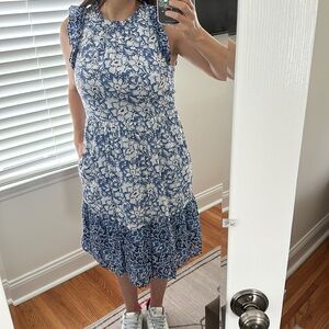 J Crew Factory Floral Blue and White Dress